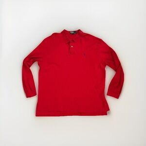 Polo‎ Ralph Lauren Collared Shirt Mens Red Long Sleeve Preppy Cotton Sz XXL